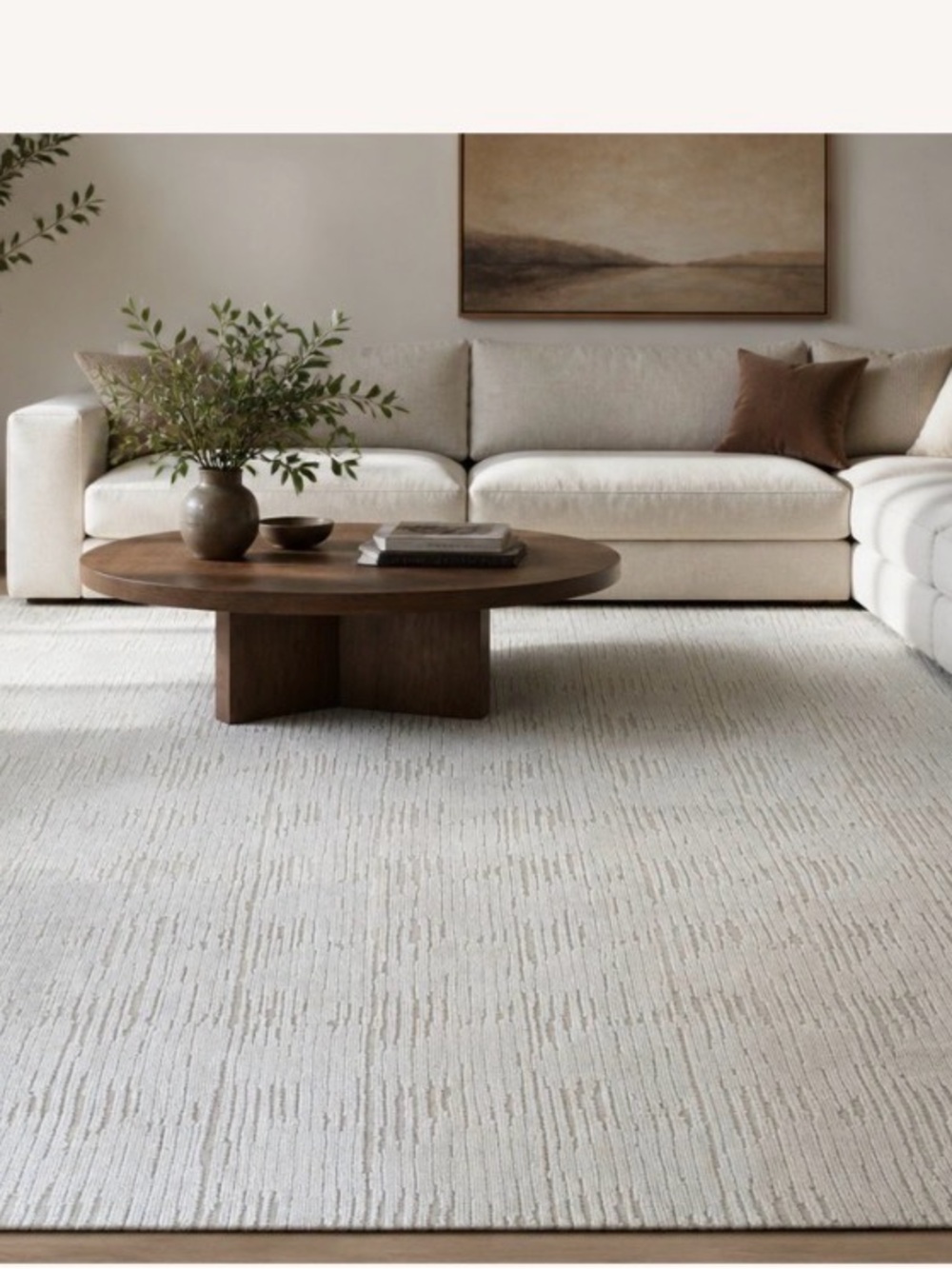 Restoration Hardware Soft Cream Linear Rug